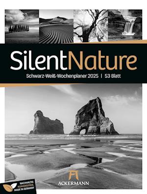 Silent Nature - Schwarz-Weiß-Wochenplaner Kalender 2025