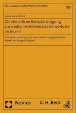 Die Steuerliche Berucksichtigung Auslandischer Betriebsstattenverluste Im Inland