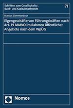 Eigengeschafte Von Fuhrungskraften Nach Art. 19 Mmvo Im Rahmen Offentlicher Angebote Nach Dem Wpug