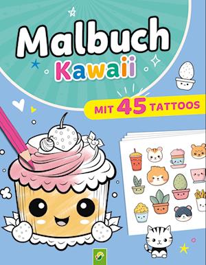 Malbuch Kawaii mit 45 Tattoos