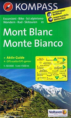 Mont Blanc Monte Bianco, Kompass Wanderkarte 85
