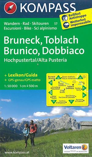 Bruneck / Toblach, Brunico / Dobbiaco, Kompass Wanderkarte 57