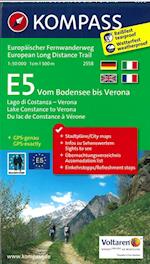 Europäischer Fernwanderweg E5 vom Bodensee bis Verona, Kompass Wanderkarte 2558