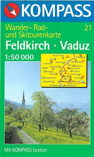 Feldkirch - Vaduz, Kompass Wanderkarte 21 1:50 000