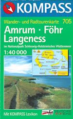 Amrum-Föhr Langeness im Naturpark Schleswig-Holsteinisches Wattenmeer, Kompass wanderkarte 705