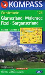 Glarnerland Walensee Pizol Sarganserland*, Kompass Wanderkarte 126