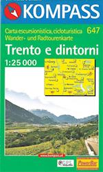 Trento und Umgebung/Trentino e dintorni, Kompass Wanderkarte 647 1:25 0