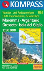 Maremma-Argentario-Grosseto-Isola del Giglio, Kompass Wanderkarte 651 1:50 000