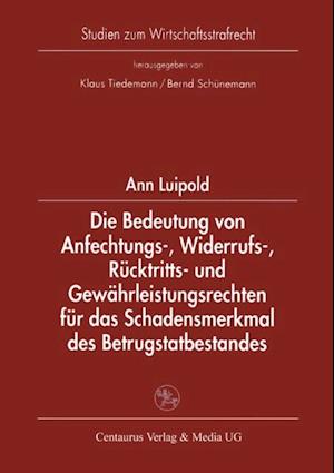 Die Bedeutung von Anfechtungs-, Widerrufs-, Rücktritts- und Gewährleistungsrechten für das Schadensmerkmal des Betrugstatbestandes