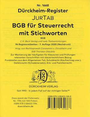 DürckheimRegister® BGB im Steuerrecht 2022 MIT STICHWORTEN