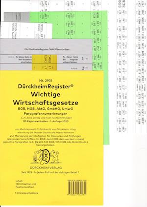 DürckheimRegister® WICHTIGE WIRTSCHAFTSGESETZE 2022 (BGB, HGB, GmbHG, AktG, UmwG) §§ und Gesetze ohne Stichworte