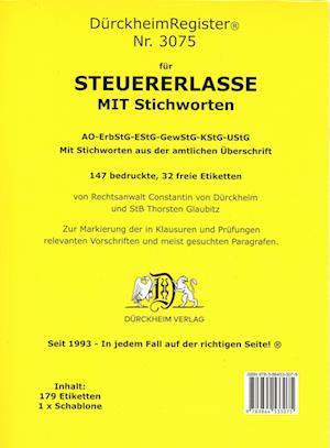 DürckheimRegister® STEUERERLASSE 2022 MIT STICHWORTEN