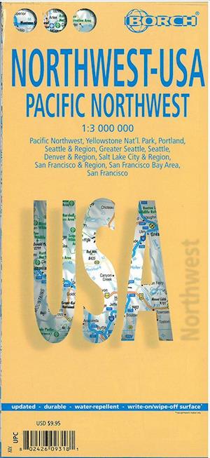 Northwest USA, Pacific Northwest, Borch Maps (lamineret) 1:3 mill.