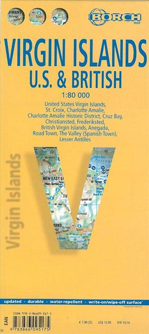 Virgin Islands - US & British (lamineret), Borch Map 1:80.000