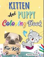 Kitten And Puppy Coloring Book for kids 