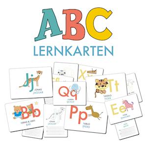 ABC-Lernkarten der Tiere, Bildkarten, Wortkarten, Flash Cards mit Groß- und Kleinbuchstaben