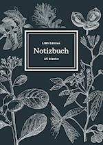 Notizbuch schön gestaltet mit Leseband - A5 Hardcover blanko - 100 Seiten 90g/m² - floral dunkelgrau - FSC Papier