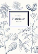 Notizbuch schön gestaltet mit Leseband - A5 Hardcover blanko - 100 Seiten 90g/m² - floral hellgrau - FSC Papier