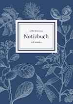 Notizbuch schön gestaltet mit Leseband - A5 Hardcover blanko - 100 Seiten 90g/m² - floral dunkelblau - FSC Papier