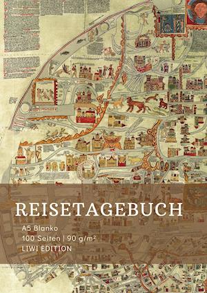 Reisetagebuch zum Selberschreiben - A5 blanko - 100 Seiten 90g/m² - Soft Cover - Motiv Ebstorfer Weltkarte - FSC Papier