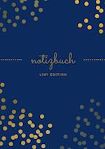 Notizbuch schön A5 liniert - 100 Seiten 90g/m² - Soft Cover goldene Punkte blau - FSC Papier