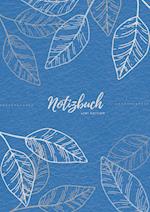 Notizbuch Tagebuch A5 liniert - 100 Seiten 90g/m² - Soft Cover - Silberne Blätter auf blau - FSC Papier