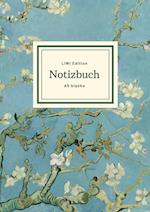 Notizbuch schön gestaltet mit Leseband - A5 Hardcover blanko - 100 Seiten 90g/m² - Motiv "Blühende Mandelbaumzweige", van Gogh - FSC Papier