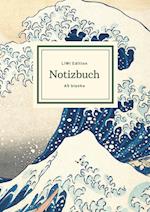 Notizbuch schön gestaltet mit Leseband - A5 Hardcover blanko - Hokusai "Die große Welle vor Kanagawa" - 100 Seiten 90g/m² - FSC Papier