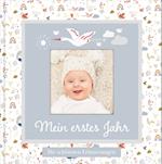 Babyalbum mit Fensterausschnitt für das 1. Lebensjahr zum Eintragen der schönsten Momente und Erinnerungen mit Platz für Fotos | genderneutral für Jungen und Mädchen