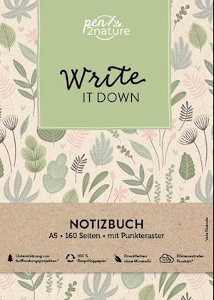 Write It Down - Notizbuch (Blättermotiv) A5 | dotted | Hardcover
