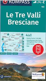 Le Tre Valli Bresciane, Kompass walking- cycling & skiing map 103