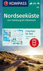 Nordseeküste von Hamburg bis Dänemark, Kompass Wander Rad Karte 723