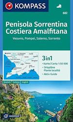 Penisola Sorrentina Costiera Amalfitana: Vesuvio, Pompei, Salerno, Sorrento, Kompass Wanderkarte 682