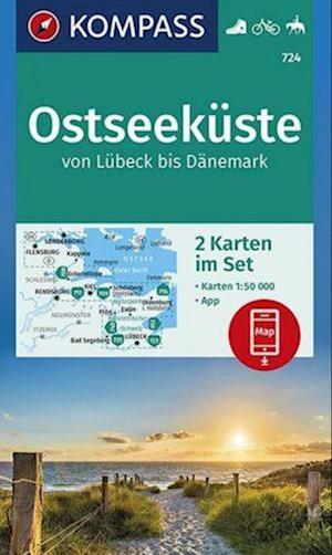 Ostseeküste von Lübeck bis Dänemark, Kompass Wander- und Fahrradkarte 724