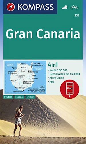 Gran Canaria: 4 in 1 Wanderkarte mit Aktiv Guide, Kompass Wanderkarte 237