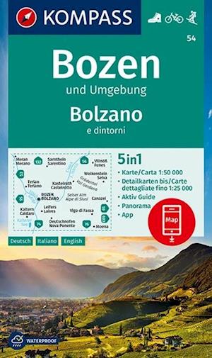 Bozen, Bolzano, Kompass Wander- Rad- & Skitouren 54