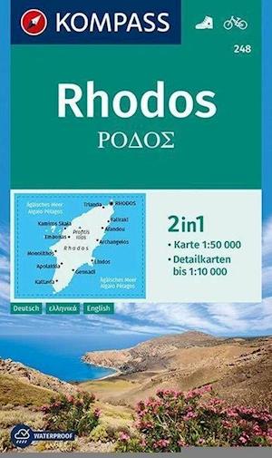 Rhodos, Kompass Wander + Radkarte 248