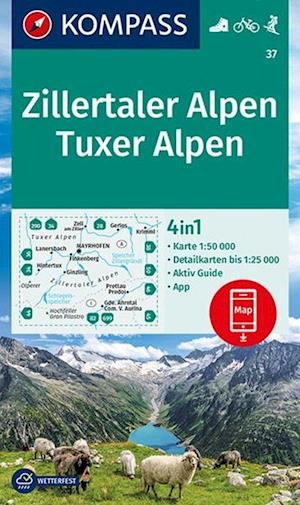 Zillertaler Alpen, Tuxer Alpen, Kompass Wandern - Rad - Skitouren  37