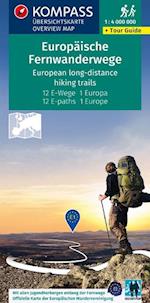 Fernwanderwege Europa  - European Long-distance hiking trails, Kompass Overview Maps + Tour Guide 2562