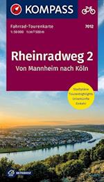 Rheinradweg 2: Von Mannheim nach Köln, Kompass Fahrrad-Tourenkarte 7012