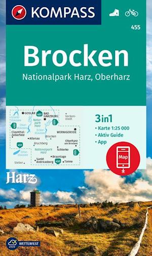 Brocken, Nationalpark Harz, Oberharz, Kompass Wanderkarte 455