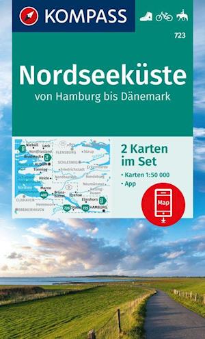 Nordseeküste von Hamburg bis Dänemark (2 Karten), Kompass Wander- und Radkarte-Set 723