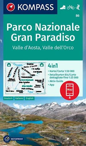 Parco Nazionale Gran Paradiso, Valle d'Aosta, Valle dell'Orco, Kompass Wanderkarte 86