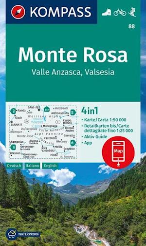 Monte Rosa, Kompass Wanderkarte 88