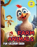 Farm Animals Fun Coloring Book For Kids