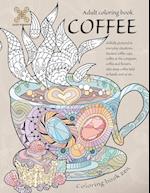 Coloring book zen. Adult coloring book coffee skilfully pictured in everyday situations. Stacked coffee cups, coffee at the computer, coffee and ... A