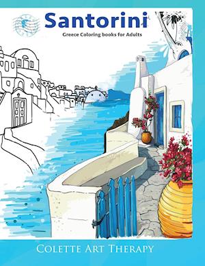 Santorini Greece coloring books for adults.