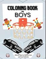 Coloring Book for Boys: Large 8.5 x 11 Dimensions | Various Patterns like Robots, Muscle Cars, Baseball and Cool Vehicles 