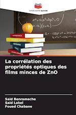 La corrélation des propriétés optiques des films minces de ZnO