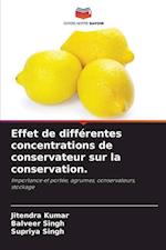 Effet de différentes concentrations de conservateur sur la conservation.